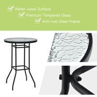 3 Pieces Outdoor Patio Bar Set, Outdoor Bistro Set with 2 Bar Stools and 1 Tempered Glass Bar Table
