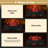 Tangkula 26 Inch Electric Fireplace Insert Log with Adjustable Flame & Brightness