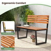 Banc d'extérieur en bois Tangkula 43" avec cadre métallique robuste