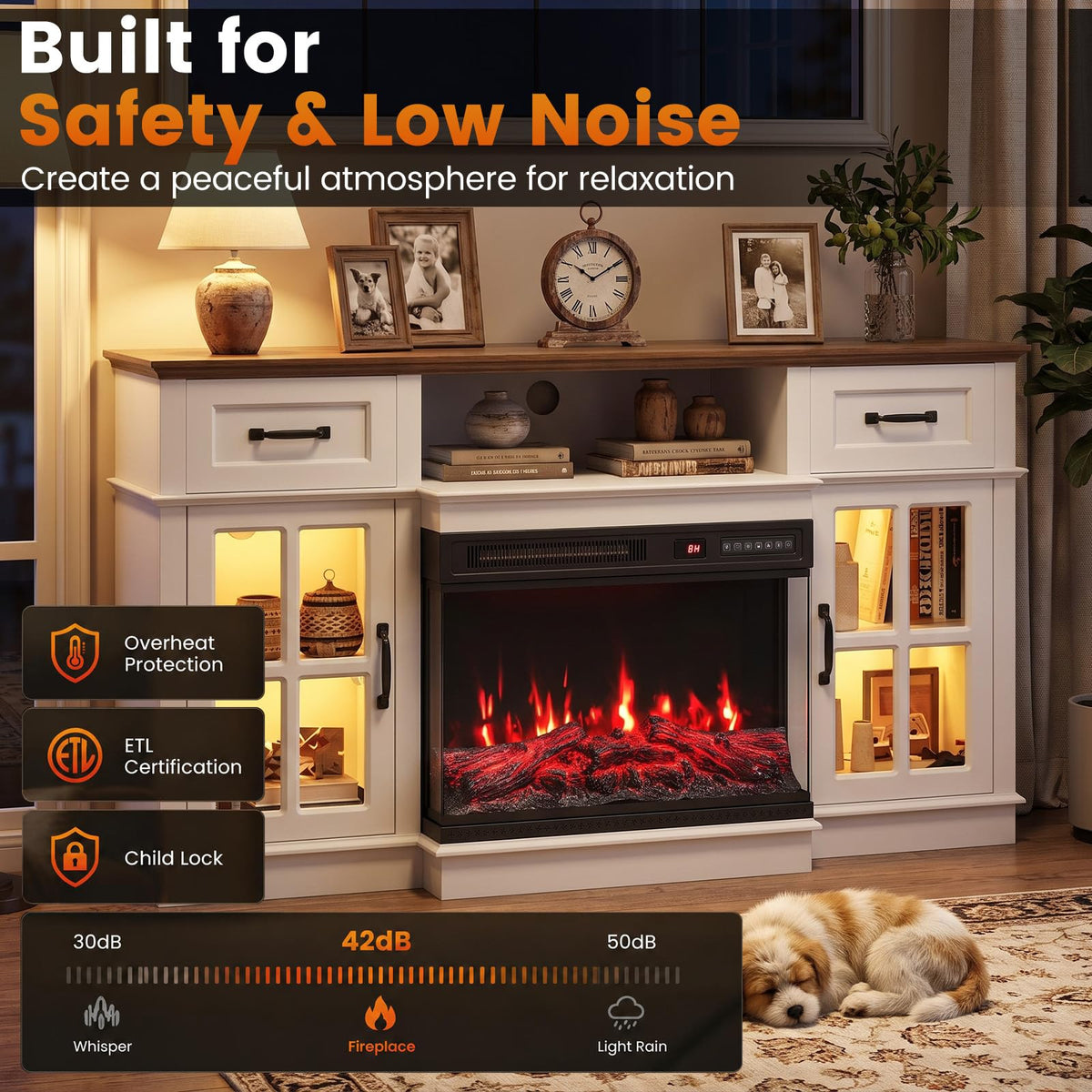 Tangkula 24/40/50/60 Inch 3-Sided Electric Fireplace with Remote