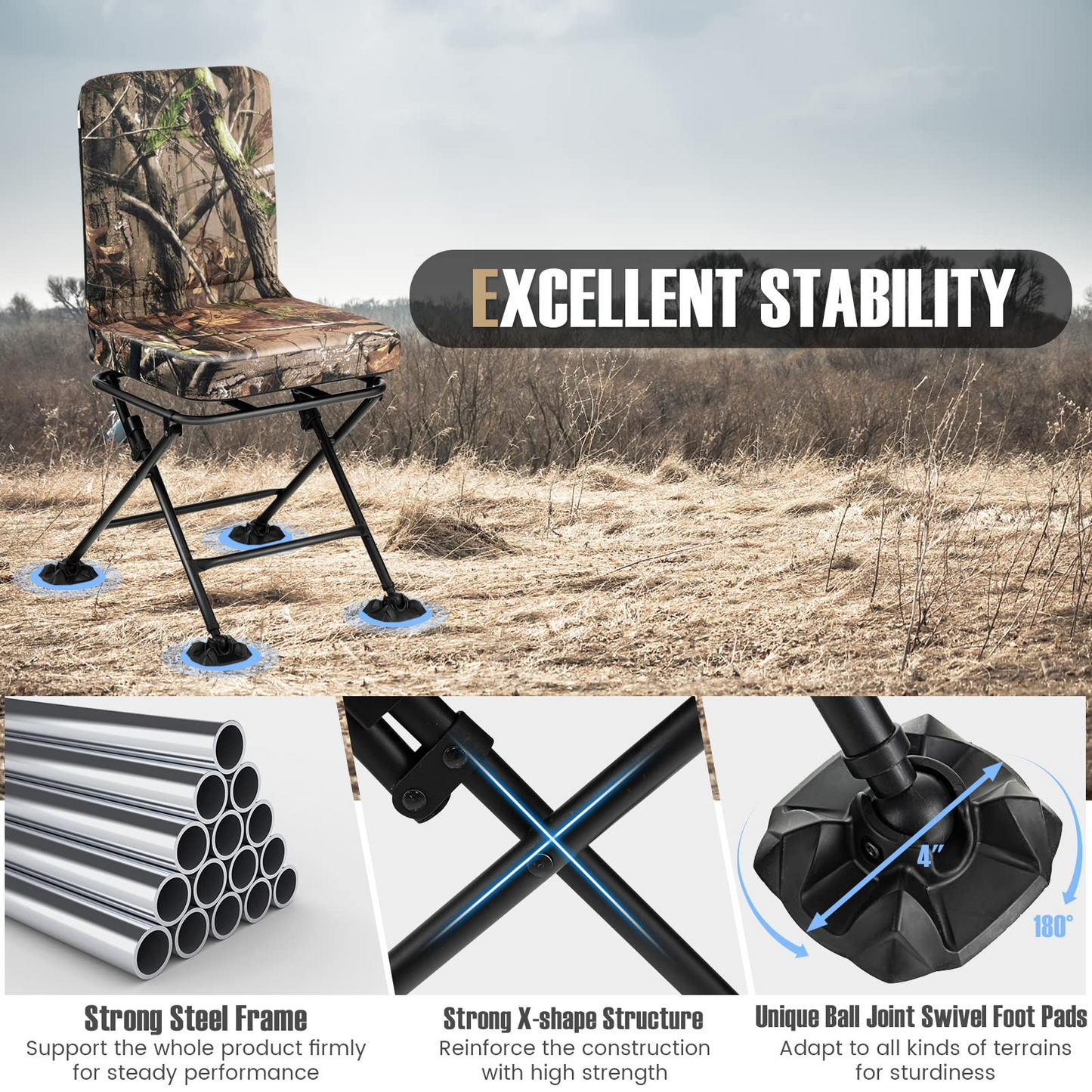 360 Degree Swivel Hunting Blind Chair - Tangkula
