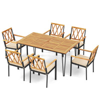 Tangkula 7-Piece Patio Dining Set（Natural & Black）