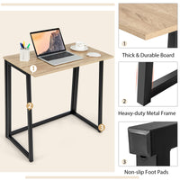 Tangkula Bureau Informatique Pliant, Bureau d'Ordinateur Portable Pliable avec Rabat de 80 cm, Bureau d'Étude pour Petits Espaces