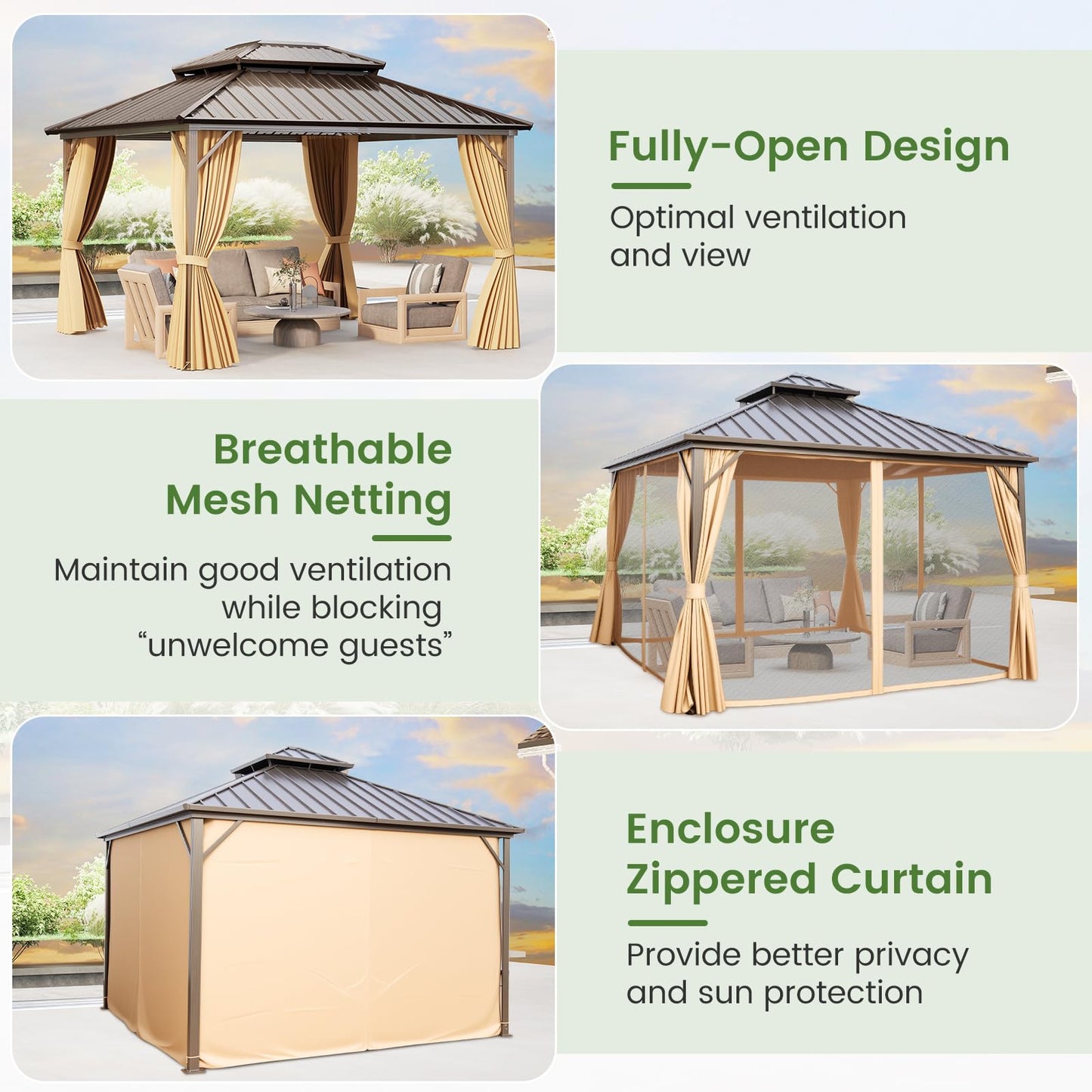 Tangkula 12x12 FT Hardtop Gazebo for Patio Garden Deck