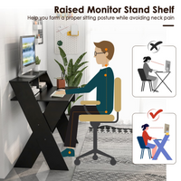 Tangkula Computer Desk with Storage Drawer, Small Writing Desk with Monitor Stand Riser