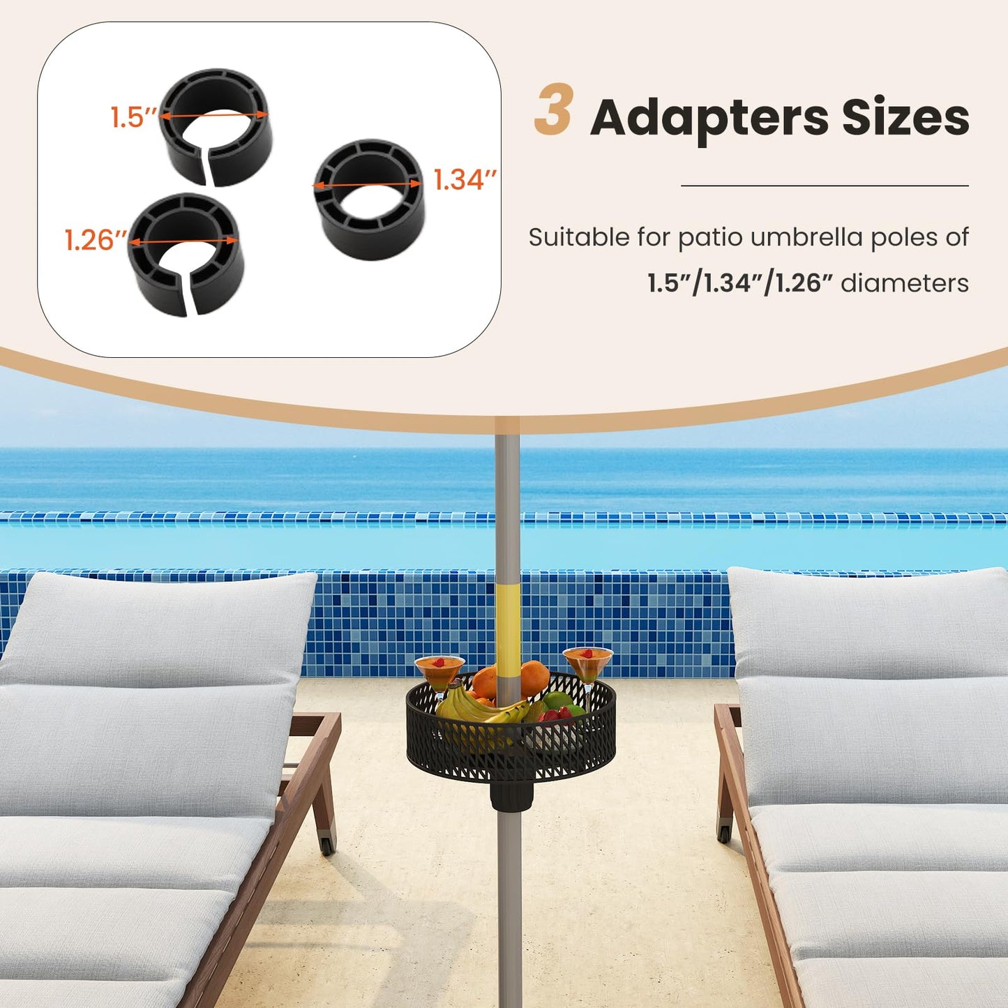 Tangkula Patio Umbrella Table Tray for Beach Garden Poolside