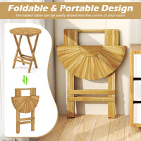 Tangkula Table d'appoint pliante de patio avec plateau à lattes et cadre en X