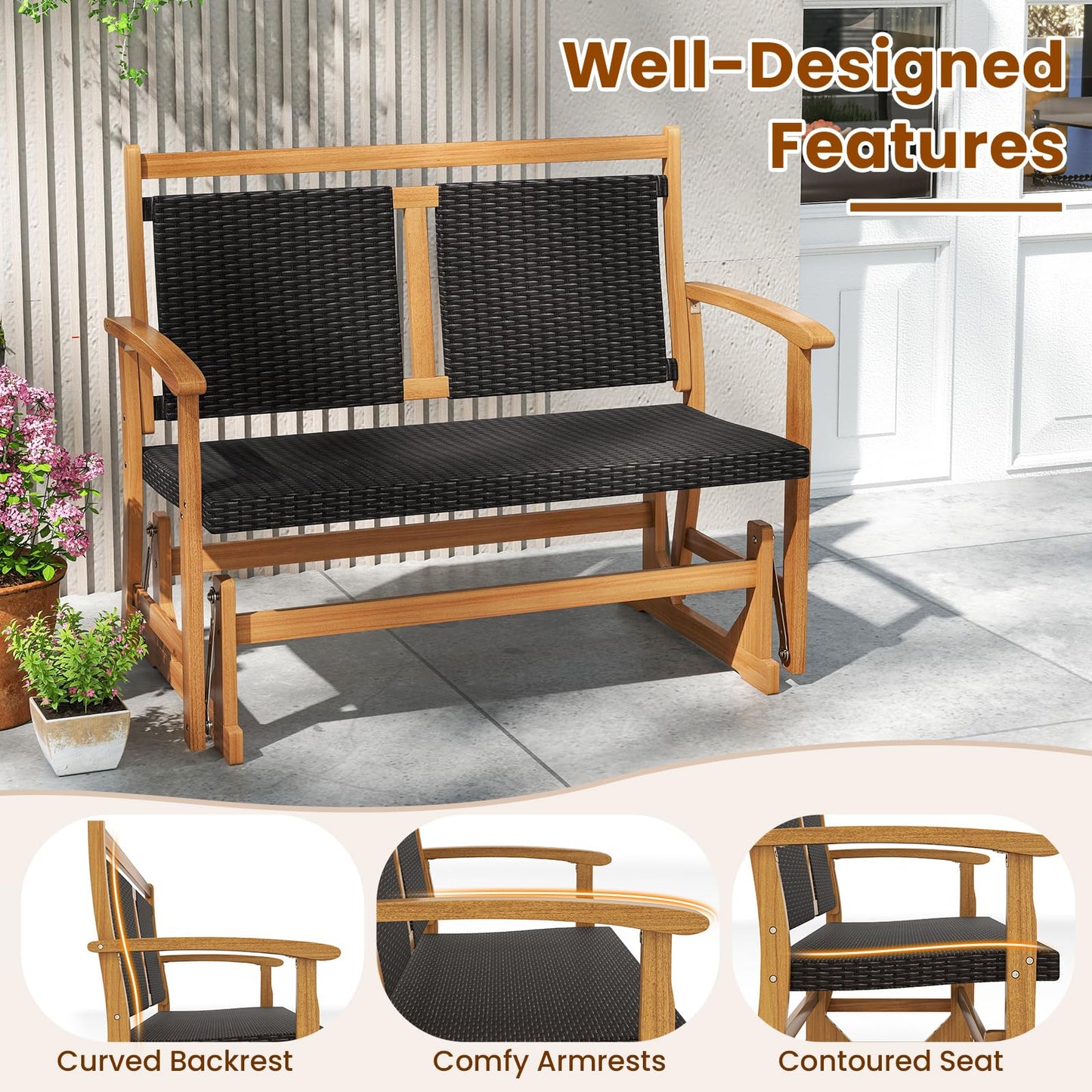 Tangkula Patio Rattan Glider Chair（double seat）