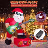 Tangkula 8 FT Christmas Inflatable Santa Claus Plays Guitar Decoration