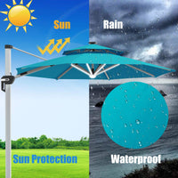 Tangkula 10 FT LED Cantilever Offset Hanging Patio Umbrella with Weight Base