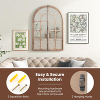 Tangkula 24" x 34" Arched Window Mirror, Farmhouse Decorative Arch Mirror