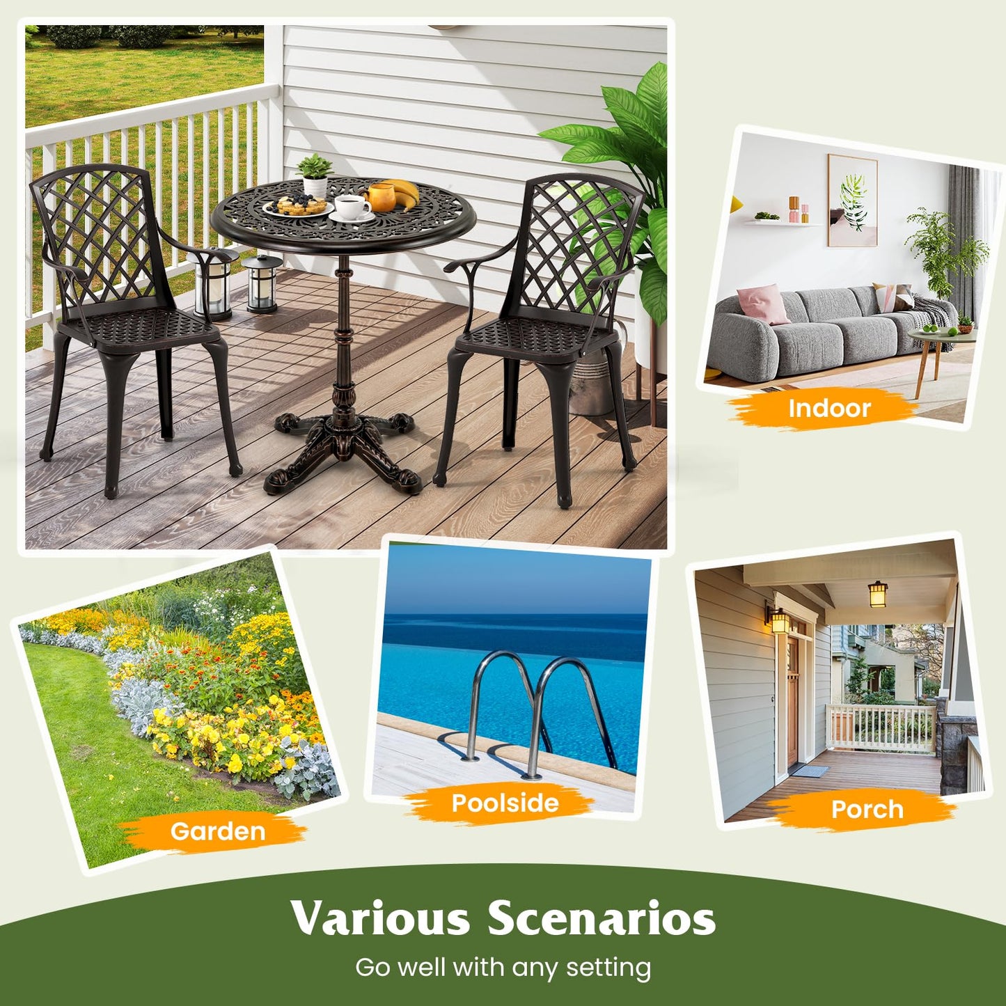 Tangkula Table de Jardin d'Extérieur 35,4 Pouces