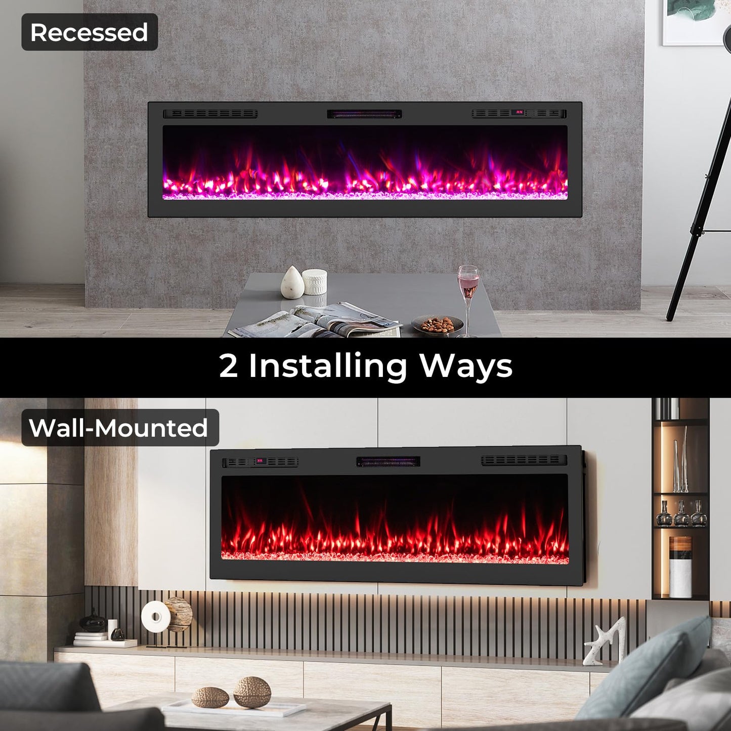 Tangkula 68” Wi-Fi Enabled Electric Fireplace