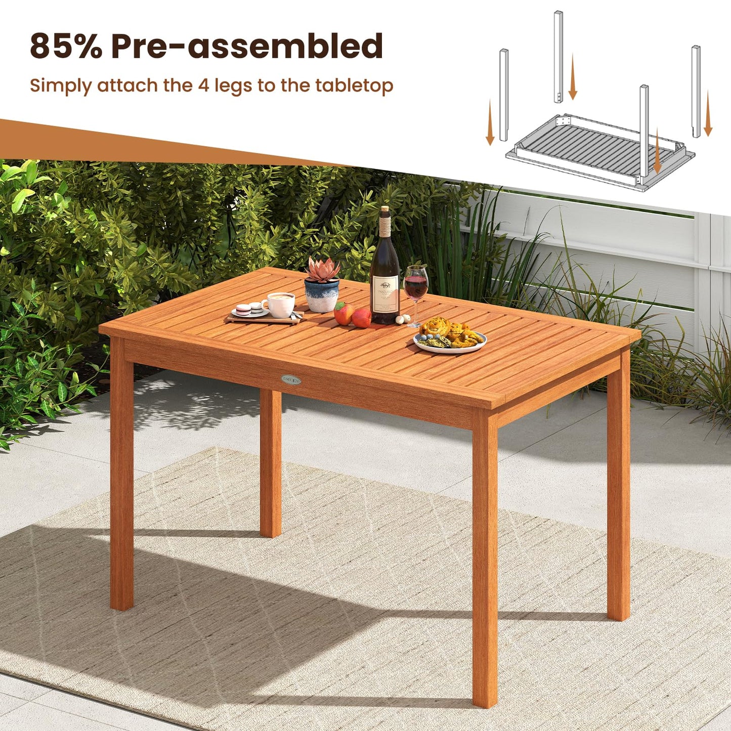 Table à manger d'extérieur Tangkula pour 4 à 6 personnes
