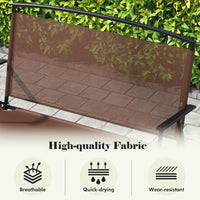 Tangkula Folding Outdoor Garden Bench, 2-Person Patio Bench with Backrest and Armrests