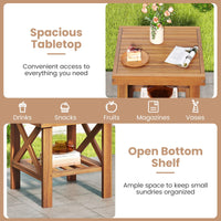 Tangkula Outdoor Side Table with Storage Shelf for Small Space