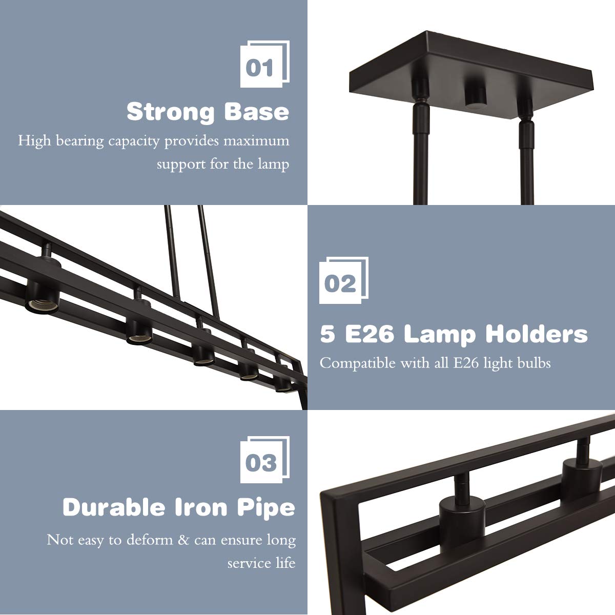 Tangkula 5-Light Island Lighting, Modern Style Domestic Linear Pendant Light Fixture