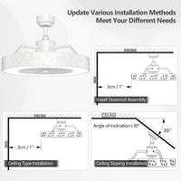 Tangkula 23" Ceiling Fan with Lights with Invisible Blades Starry Sky Acrylic Lampshade