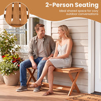 Tangkula Outdoor Wood Bench Backless