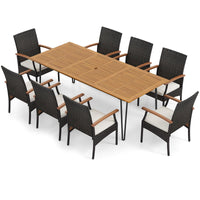 Tangkula 9 Pieces Outdoor Patio Dining Set（Mix Brown）