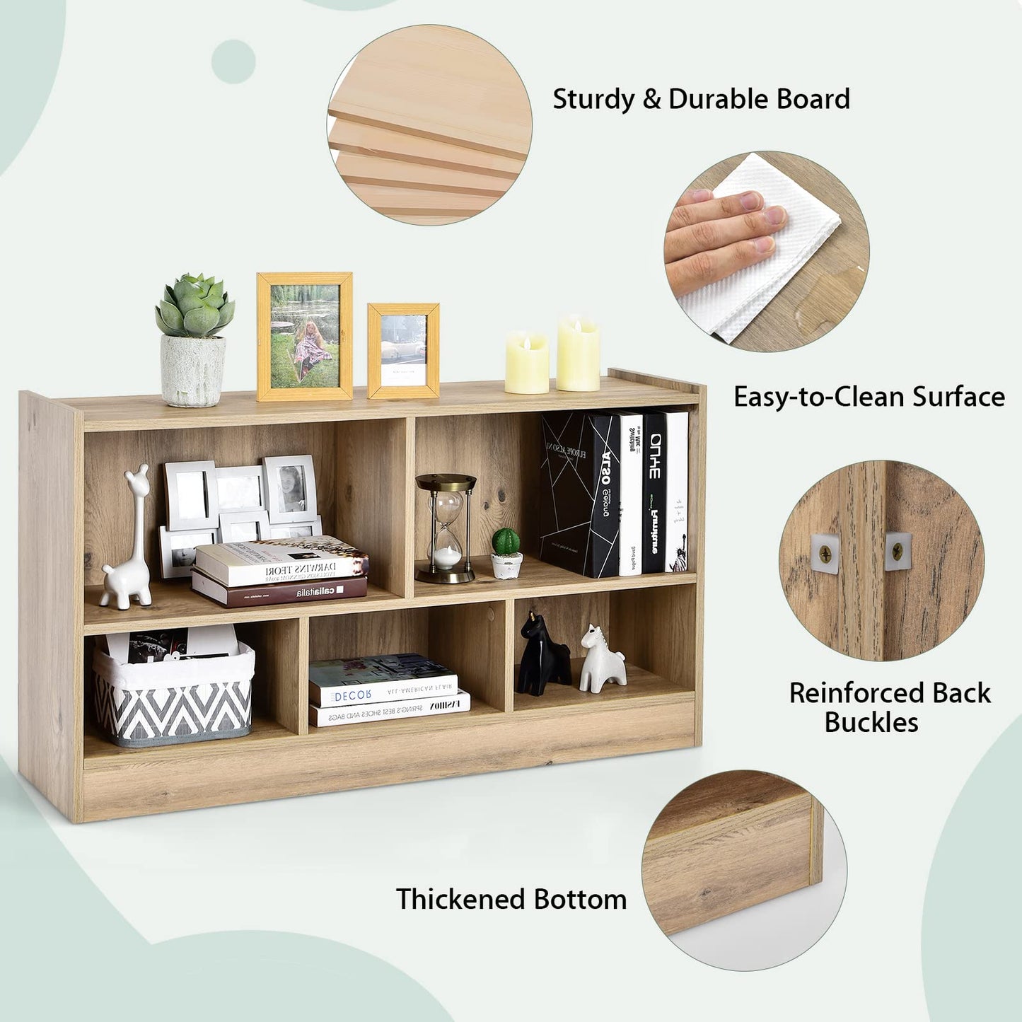 Tangkula Wood Storage Cube Bookcase, Multipurpose Display Storage Cabinet