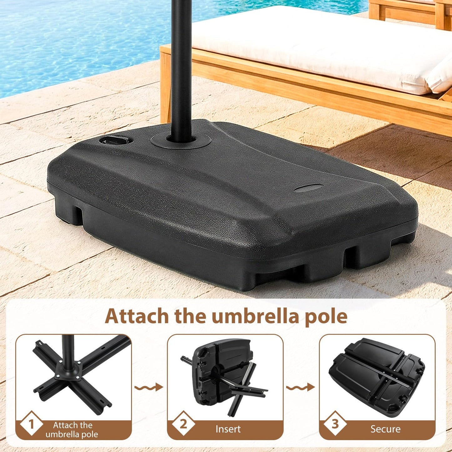 Tangkula Cantilever 220 Lbs HDPE Offset Umbrella Stand with Crossbar