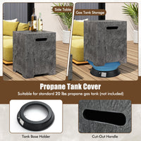 Tangkula 50,000 BTU Fire Pit Table Set, 42.5” Magnesium Oxide Propane Gas Fire Pit w/Hideaway Tank Holder, Protective Cover Included, Simple Ignition