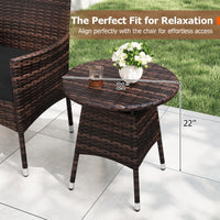 Tangkula 3 Piece Patio Furniture Set | Hand-Woven PE Wicker Conversation Set with Contoured Armchairs