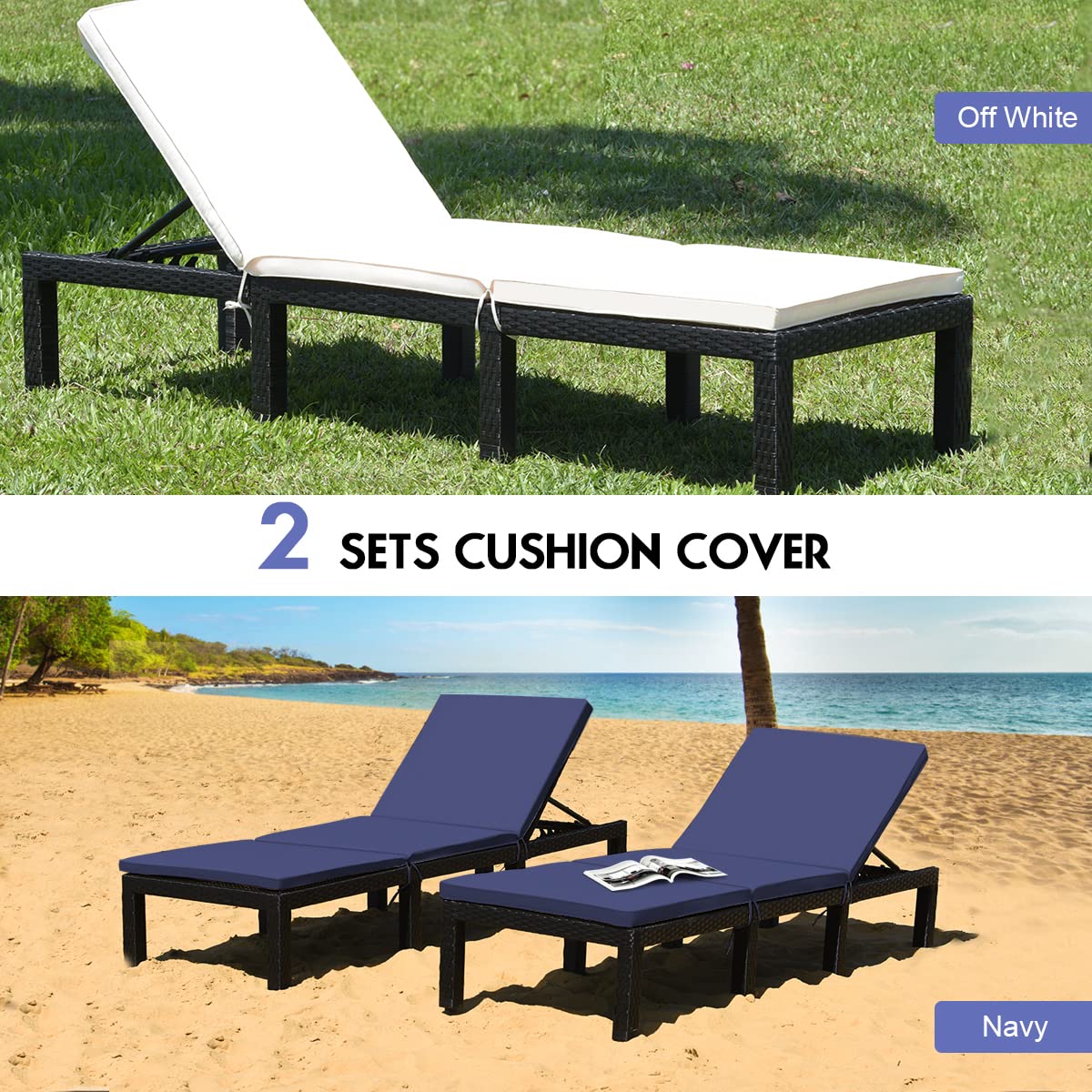 Tangkula Patio Wicker Lounge Chair, Outdoor Rattan Adjustable Reclining Backrest Lounger Chairs
