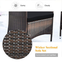 Tangkula 4-PCS or 8-PCS Patio Rattan Conversation Set, Outdoor Wicker Furniture Set with Tempered Glass Coffee Table &Thick Cushion