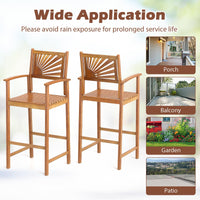 Tangkula Set of 2/4 Outdoor Acacia Wood Bar Stools