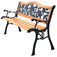 Tangkula Outdoor Garden Bench Park Bench, Patio Bench Chair with Cast Iron & Hardwood Structure