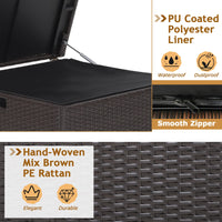 Tangkula 72 Gallon Square Deck Box, Patio Mix Brown Rattan Storage Container