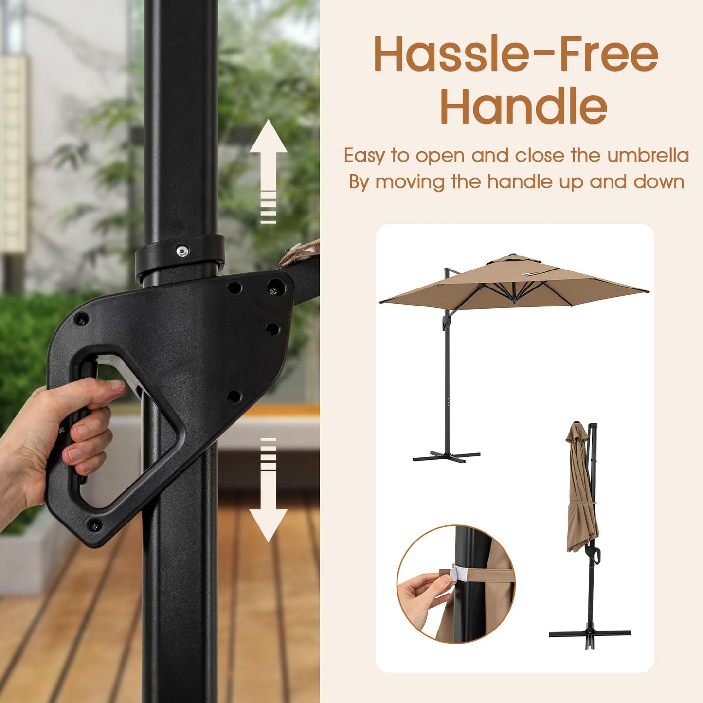 Tangkula 9 FT Cantilever Patio Umbrella for Pool Backyard Garden Deck