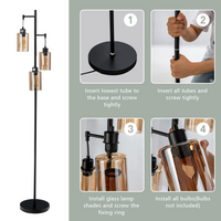 Tangkula 3 Lights Floor Lamp, Retro Floor Lamp