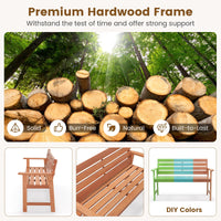 Tangkula 48 Inch Hardwood Patio Bench, Wood 2-Seat Chair with Breathable Slatted Seat & Inclined Backrest