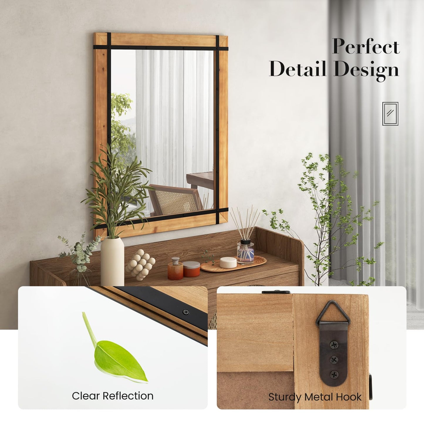 Tangkula 40" x 30" Inch Farmhouse Wall Mirror