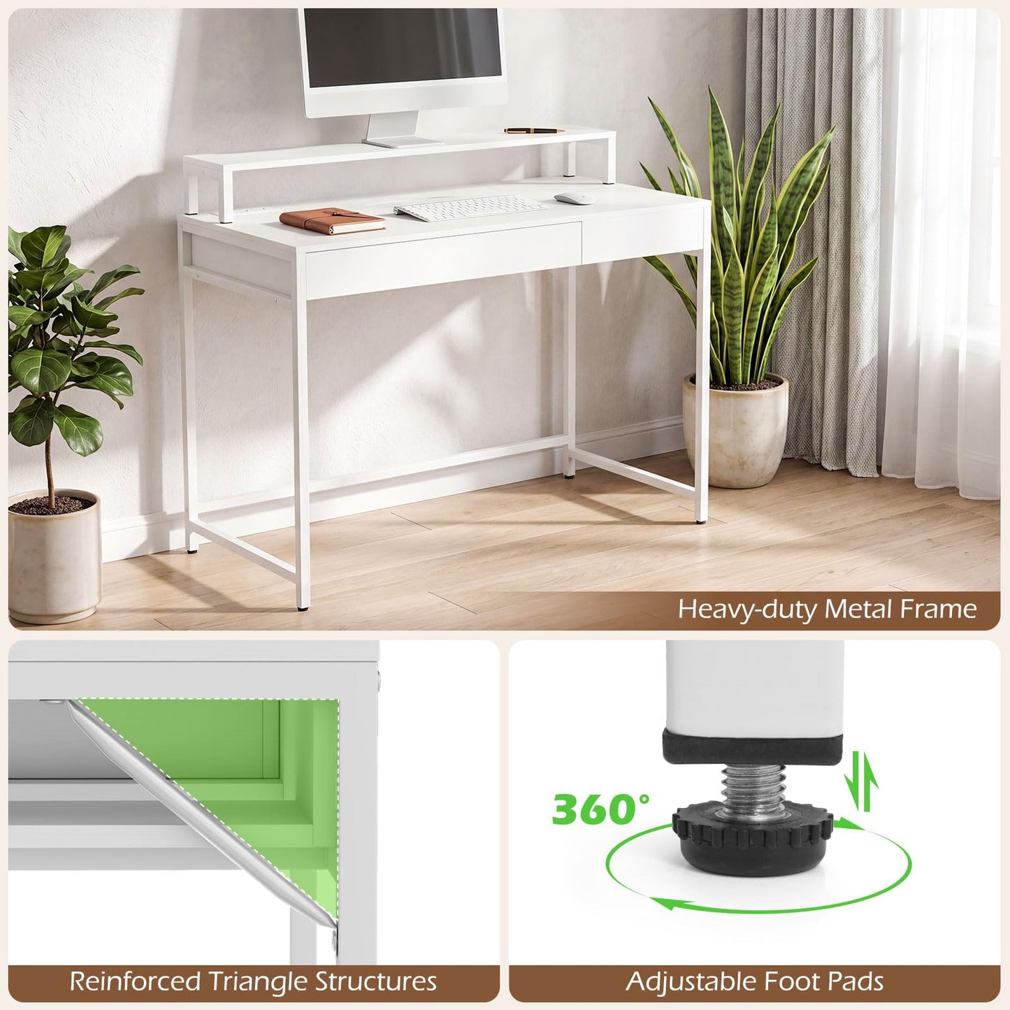 Computer Desk with Dual-use Drawer & Keyboard Tray