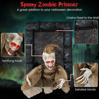 Tangkula Halloween Hanging Animated Zombie Prisoner Decoration Sound-Activated