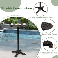 Tangkula 3 Piece Patio Bar Set, Outdoor Cast Aluminum Round High Top Table & 2 Counter Height Bar Stools