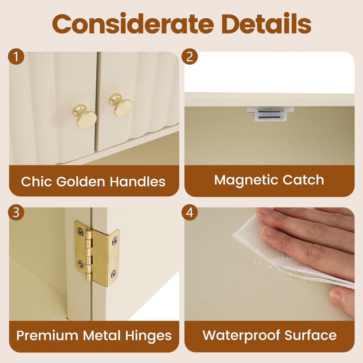 Tangkula Fluted Bathroom Wall Cabinet