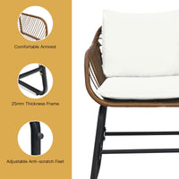 Tangkula 3 Pieces Patio Bistro Set with Comfortable Cushions & Adjustable Foot Pads