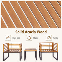 Tangkula 3 Pieces Acacia Wood Patio Bistro Set