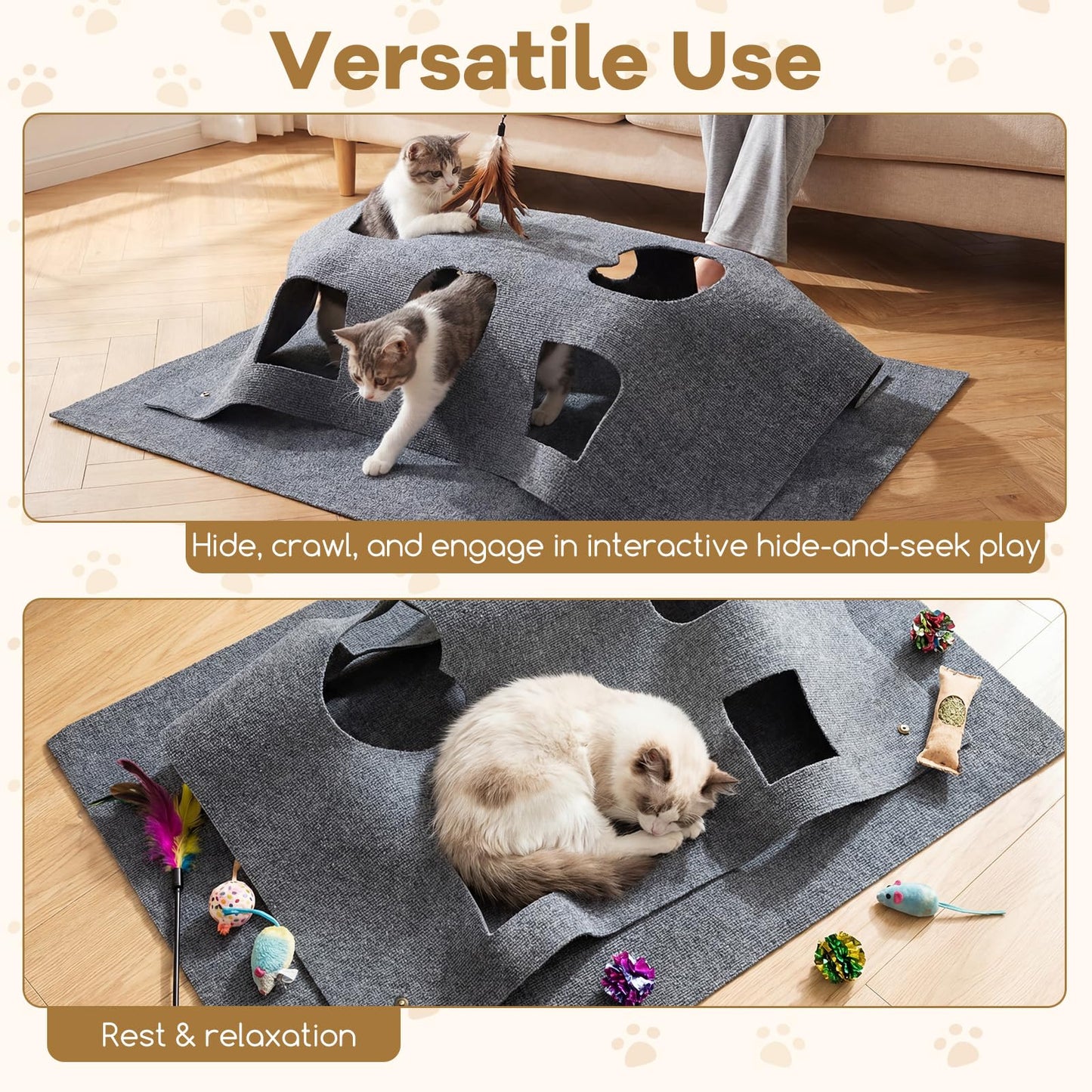 Tapis tunnel rectangulaire Tangkula 48" x 36" pour chats d'intérieur