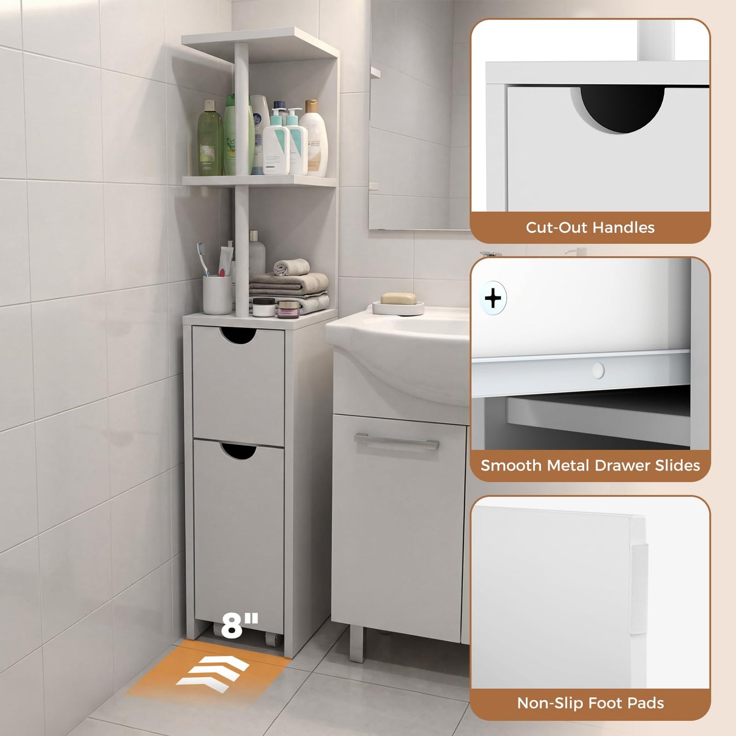 Tangkula Slim Bathroom Storage Cabinet