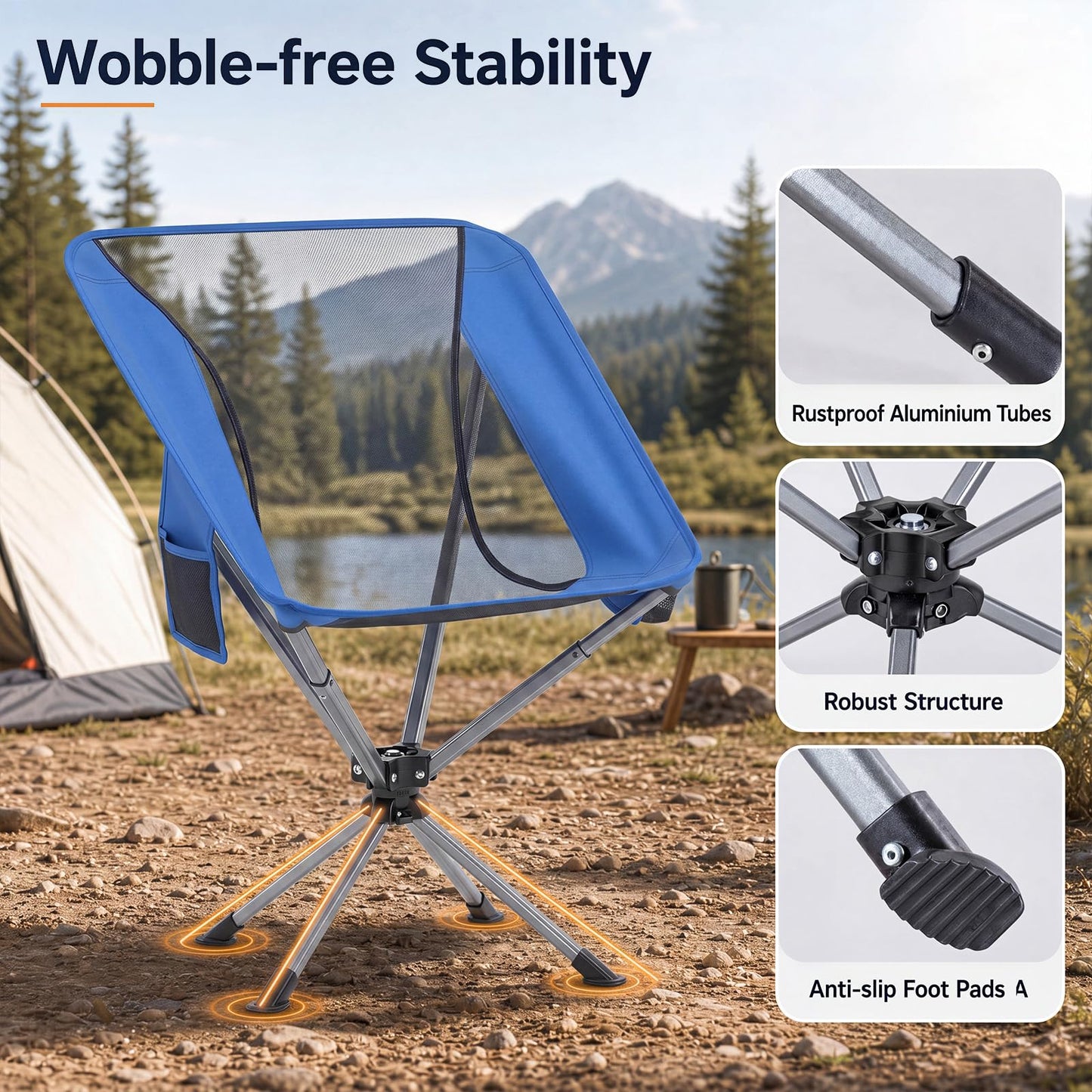 Tangkula 360° Swivel Portable Folding Camping Chair w/Carry Bag
