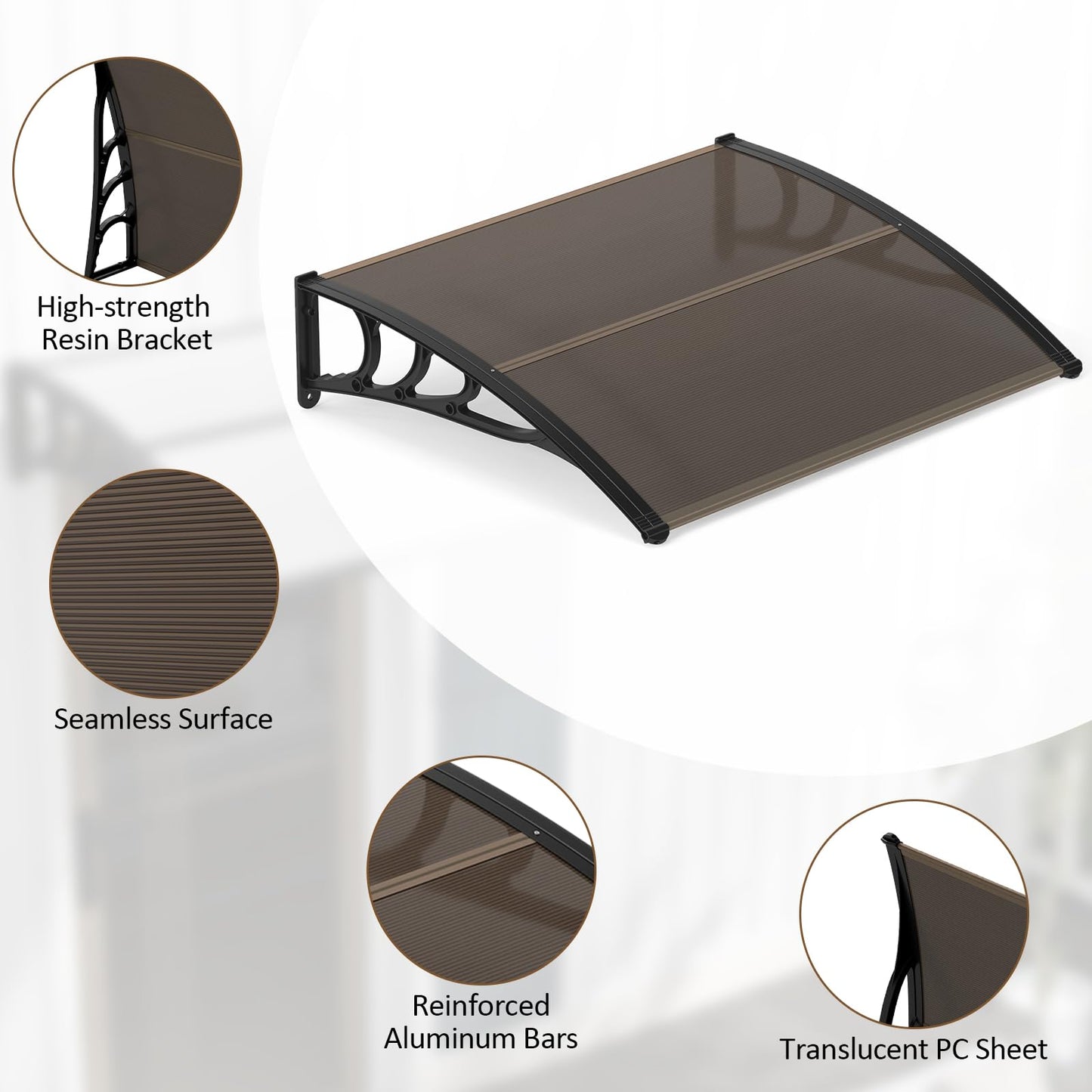 Tangkula 30" x 39" Window Awning for Sunlight Rain Snow Protection