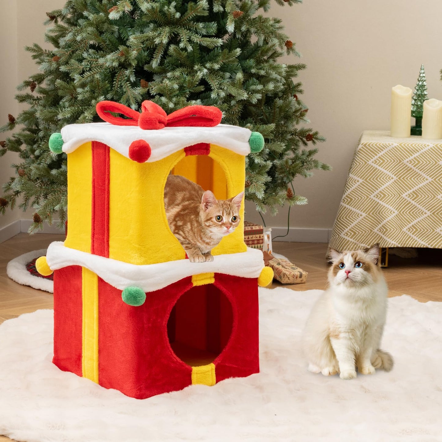 Tangkula Gift Box Shaped Cat House for Indoor Kittens