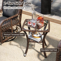 Tangkula 3 Piece Patio Swivel Rocker Set with Tempered Glass Side Table