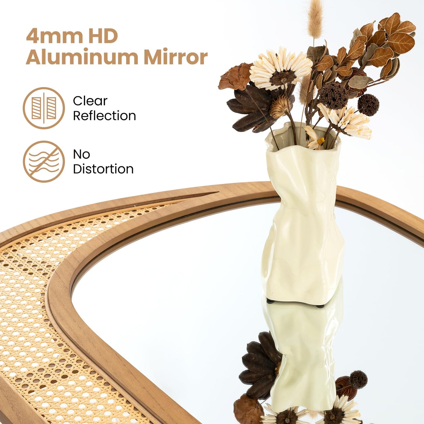Miroir mural en rotin Tangkula (90 cm L x 64 cm l)